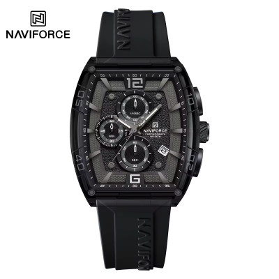 NAVIFORCE NF6101 Silicone Strap Casual Fashion Outdoor Sports Luminous Chronograph Dial Quartz Watch For Men - White & Black